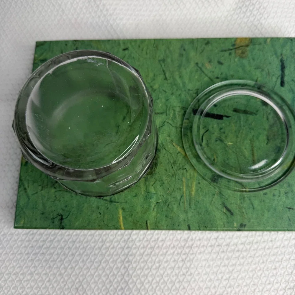 Vintage Clear Pressed Glass Salt Cellar Canister with Lid Paneled Embossed 4.25